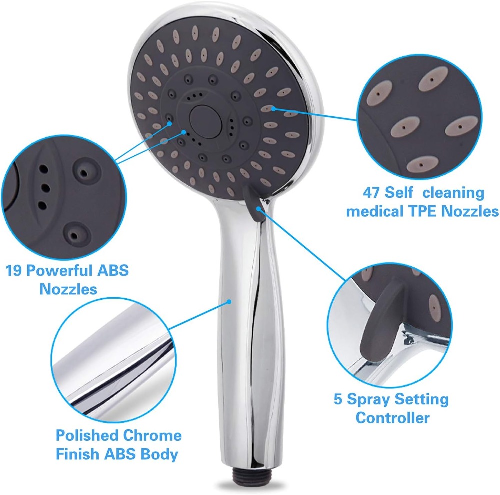 5단계 고압 핸드헬드 샤워헤드(59인치 스테인리스 스틸 - Setting Spray 리뷰 및 가격