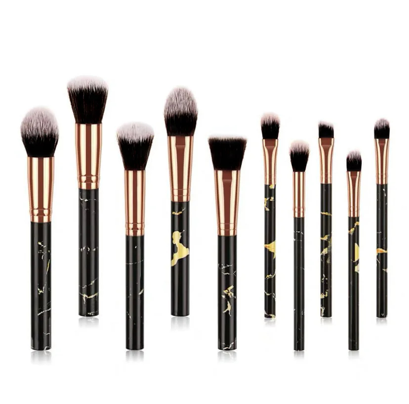 10개입 대리석 메이크업 브러쉬 세트 - 얼굴, 눈,  - Beauty Queen Makeup 리뷰 및 가격