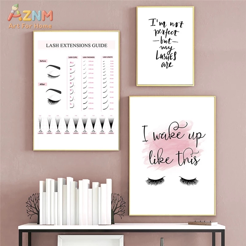 AZNM 속눈썹 연장 가이드 캔버스 벽 예술, 뷰티 살 - Beauty Of Makeup Quotes 리뷰 및 가격