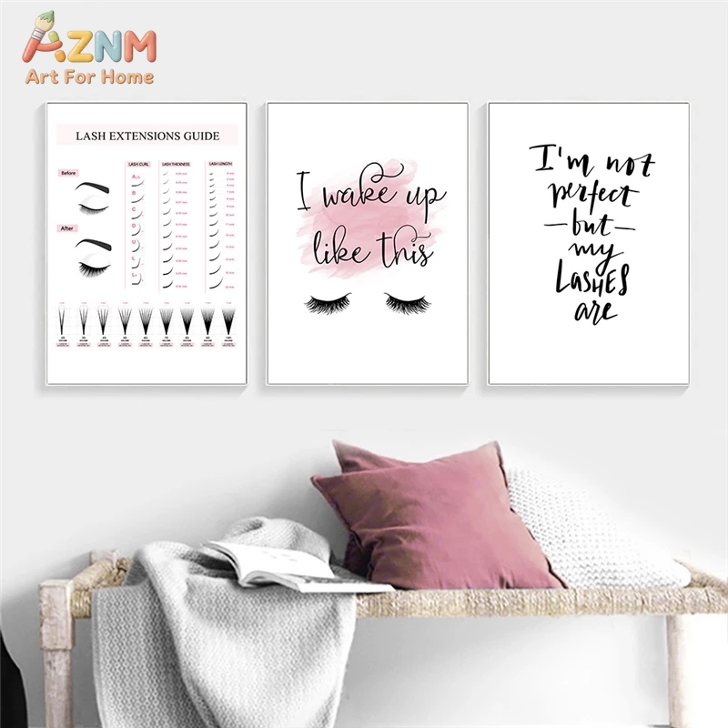 AZNM 속눈썹 연장 가이드 캔버스 벽 예술, 뷰티 살 - Beauty Of Makeup Quotes 리뷰 및 가격