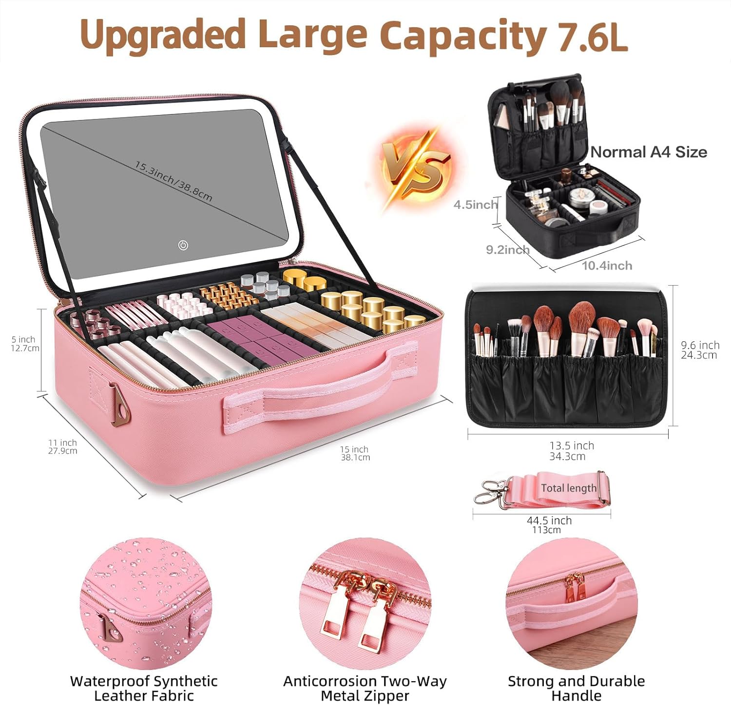 대용량 메이크업 가방 15''X11'' LED 거울 3 - Beauty Bag Makeup 리뷰 및 가격